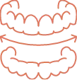 Graphic representation of a row of teeth in outline form, emphasizing structure and alignment for dental studies.